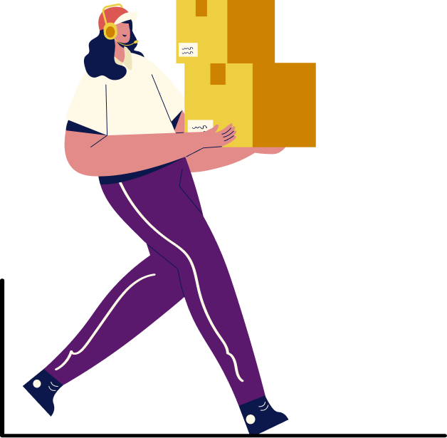 Delivery person carrying boxes