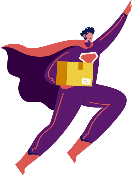 Delivery person carrying boxes